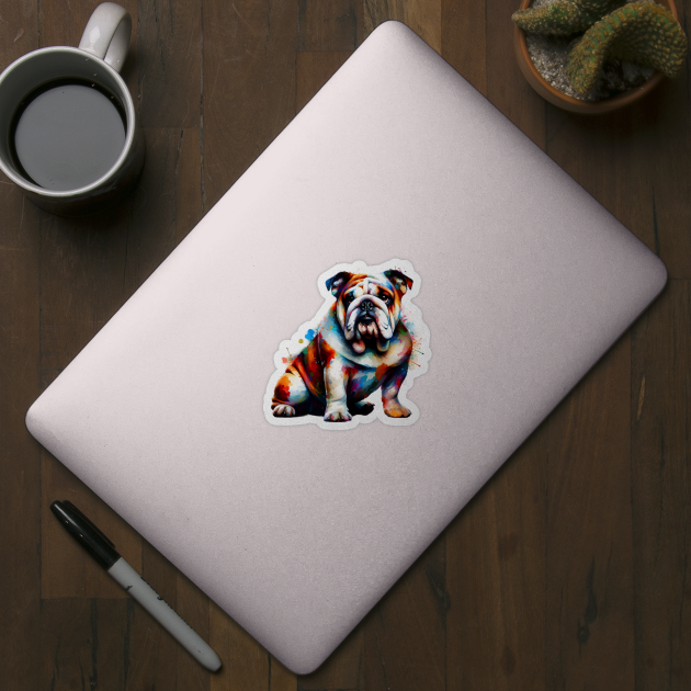 Expressive Splashed Paint Bulldog in Vivid Colors by ArtRUs